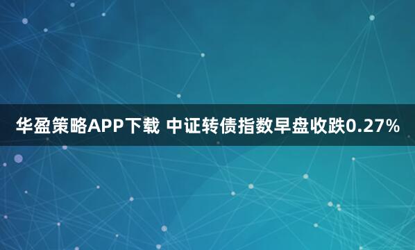 华盈策略APP下载 中证转债指数早盘收跌0.27%