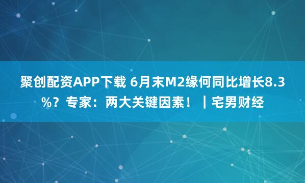 聚创配资APP下载 6月末M2缘何同比增长8.3%？专家：两大关键因素！｜宅男财经